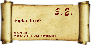 Supka Ernő névjegykártya